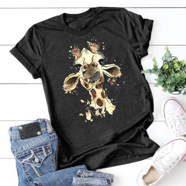 women's t-shirt casual loose round neck elk animal print tee shirt women 2021 t woman short sleeve, White
women's t-shirt casual loose round neck elk animal print tee shirt women 2021 t woman short sleeve, White