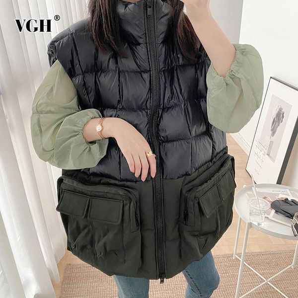 women's vests vgh patchwork sustans vest for women stand collar sleeveless hit color oversized streetwear female 2021 fashion winter, Black;white
women's vests vgh patchwork sustans vest for women stand collar sleeveless hit color oversized streetwear female 2021 fashion winter, Black;white