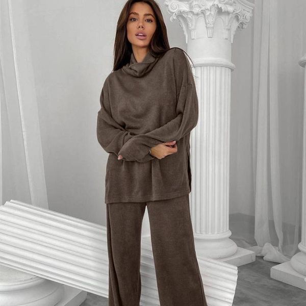 women's two piece pants women elegant solid 2 set velvet turtleneck long sleeve side split pullover spring casual loose high waist stra, White
women's two piece pants women elegant solid 2 set velvet turtleneck long sleeve side split pullover spring casual loose high waist stra, White