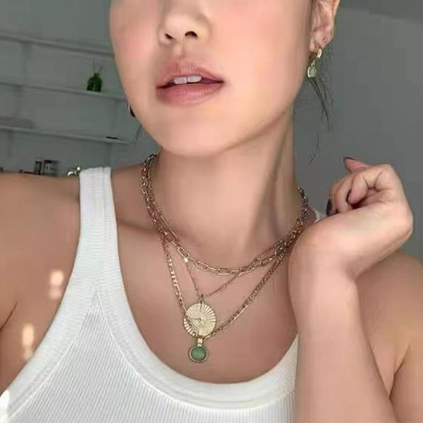 pendant necklaces european and american classic ins style custom woven chain large roman gold coin necklace, Silver
pendant necklaces european and american classic ins style custom woven chain large roman gold coin necklace, Silver