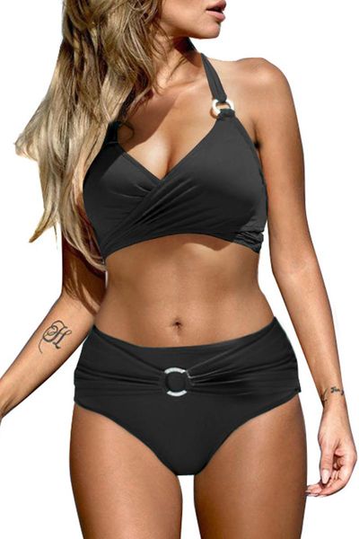 one-piece suits black halter neck criss cross high waist bikini set swimwear women summer fashion solid swimsuit
one-piece suits black halter neck criss cross high waist bikini set swimwear women summer fashion solid swimsuit