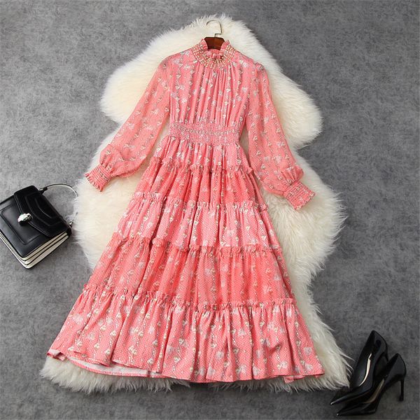 elegant lantern plied collar floral beading impression chiffon spring woman clothes party robe dress, Black;gray
elegant lantern plied collar floral beading impression chiffon spring woman clothes party robe dress, Black;gray