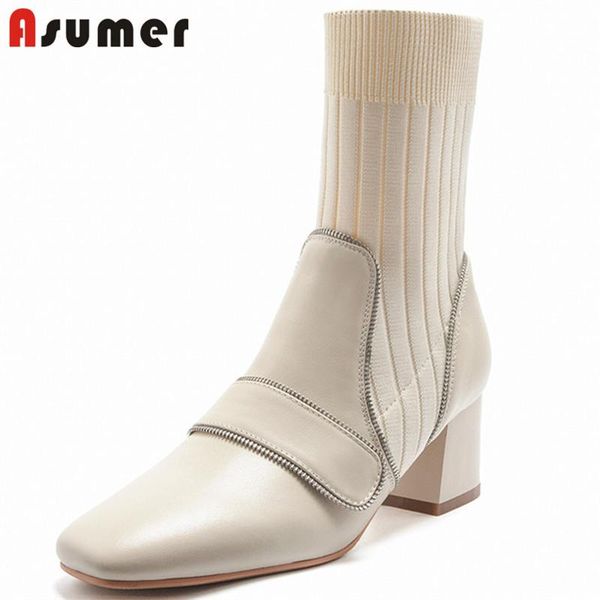 boots asumer 2021 square heel casual shoes women ankle genuine leather knitting autumn winter woman, Black
boots asumer 2021 square heel casual shoes women ankle genuine leather knitting autumn winter woman, Black