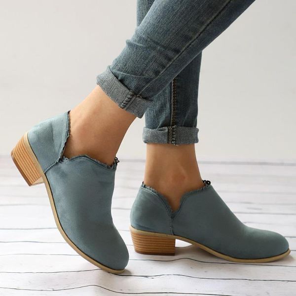 boots fashion lace leather low heel ankle, Black