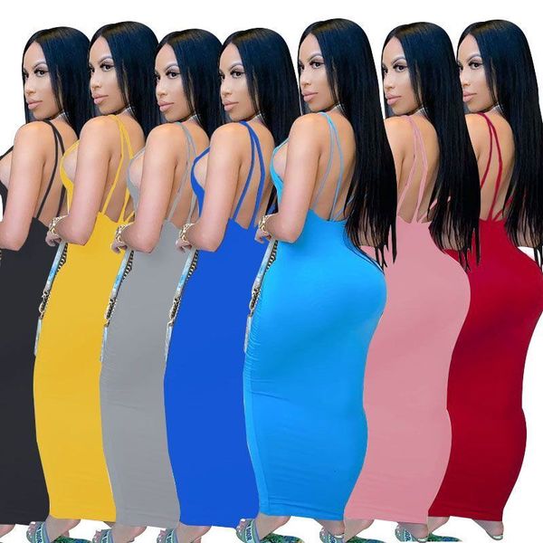 womens dresses skinney camisole backless solid color ladies dress fashion casual plus size female clothing 2021, Black;gray
womens dresses skinney camisole backless solid color ladies dress fashion casual plus size female clothing 2021, Black;gray