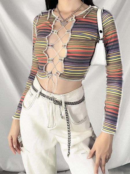 women's t-shirt women tshirts hollow out crop long sleeve striped skinny slim harajuke streetwear high waist autumn, White
women's t-shirt women tshirts hollow out crop long sleeve striped skinny slim harajuke streetwear high waist autumn, White