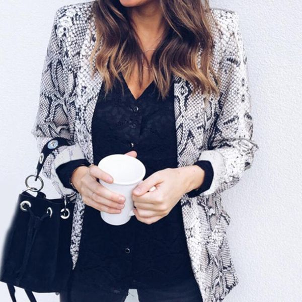 women's suits & blazers blazer women snake print long sleeve suit coat biker jacket outwear winter, White;black
women's suits & blazers blazer women snake print long sleeve suit coat biker jacket outwear winter, White;black