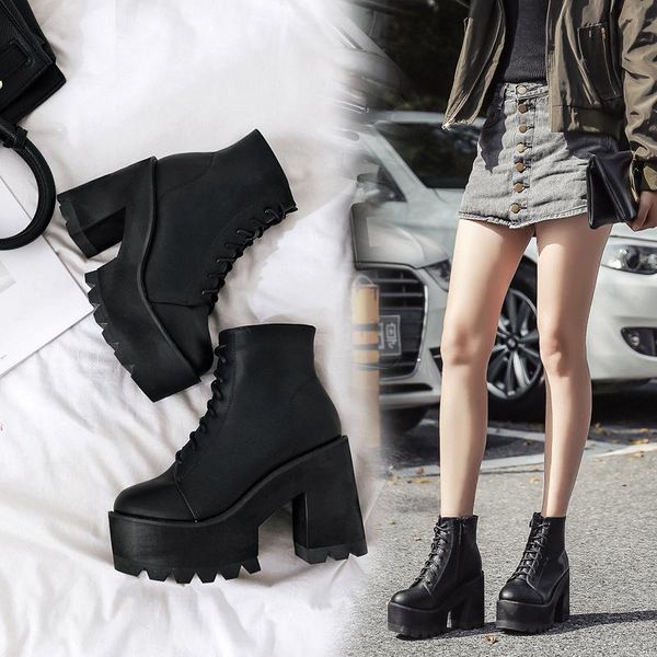 boots autumn thick heel short tube women waterproof platform bottom lace high student ea-166, Black
boots autumn thick heel short tube women waterproof platform bottom lace high student ea-166, Black