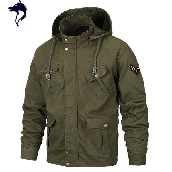 men's jackets spring and autumn military jacket men cotton brand outwear multi-pocket mens hooded coat with removable hood, Black;brown
men's jackets spring and autumn military jacket men cotton brand outwear multi-pocket mens hooded coat with removable hood, Black;brown