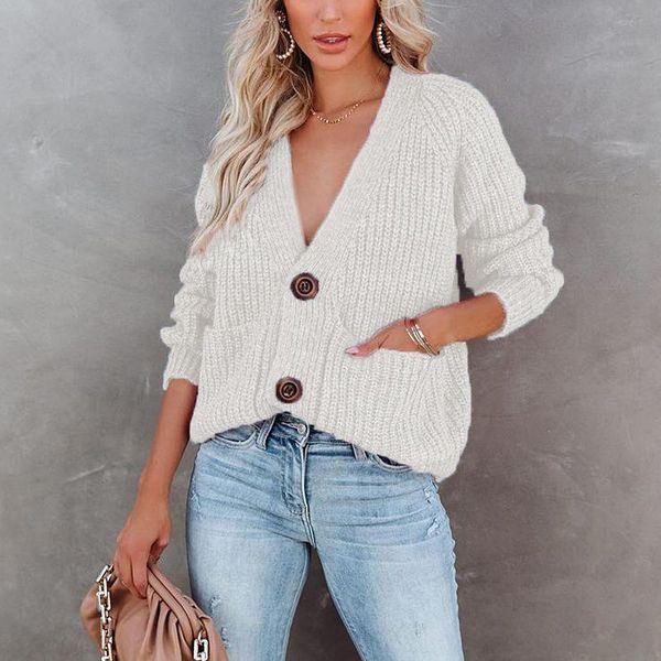 women's knits & tees casual lady autumn winter elegant v-neck knit cardigan fashion pullover coat 2021 women loose single breasted swea, White
women's knits & tees casual lady autumn winter elegant v-neck knit cardigan fashion pullover coat 2021 women loose single breasted swea, White