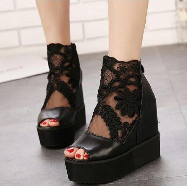 women wedge sandals summer increase in thickness fish mouth buckle strap peep toe thick bottom casual shoes ladies, Black
women wedge sandals summer increase in thickness fish mouth buckle strap peep toe thick bottom casual shoes ladies, Black