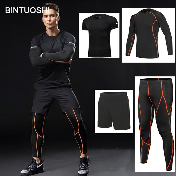 compression tracksuit bintuoshi 4 pieces fitness tight running set t-shirt legging men's sportswear gym sport suit, Black;blue
compression tracksuit bintuoshi 4 pieces fitness tight running set t-shirt legging men's sportswear gym sport suit, Black;blue