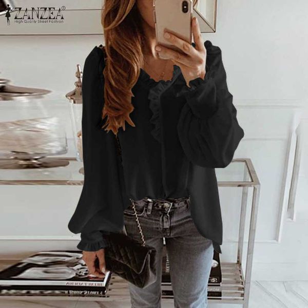 women's blouses & shirts blouses women ruffles v-neck spring long lantern sleeve solid loose work office lady tunic streetwear plus aa, White
women's blouses & shirts blouses women ruffles v-neck spring long lantern sleeve solid loose work office lady tunic streetwear plus aa, White