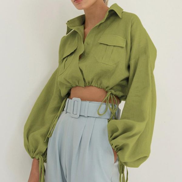 women's blouses & shirts women elegant 2021 fall lapel pockets front drawstring smocked waist lantern long sleeve lace-up office ladies, White
women's blouses & shirts women elegant 2021 fall lapel pockets front drawstring smocked waist lantern long sleeve lace-up office ladies, White