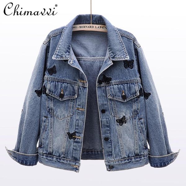 women's jackets fashion butterfly embroidered printed long-sleeved denim jacket women 2021 spring loose korean single-breasted classic, Black;brown
women's jackets fashion butterfly embroidered printed long-sleeved denim jacket women 2021 spring loose korean single-breasted classic, Black;brown