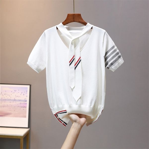 fashion women's knitted sweater summer temperament ice silk v-neck loose turret floating tie t-shirt 210520, White
fashion women's knitted sweater summer temperament ice silk v-neck loose turret floating tie t-shirt 210520, White