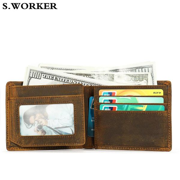 wallets 2021 vintage crazy horse leather short wallet men's genuine two-fold purse creative coin card po holder, Red;black
wallets 2021 vintage crazy horse leather short wallet men's genuine two-fold purse creative coin card po holder, Red;black