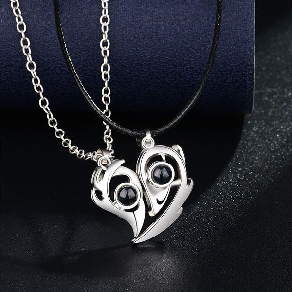 pendant necklaces 1 pair heart shaped magnetic couple 100 languages i love you projection simple lovers clavicle chains birthday gift, Silver
pendant necklaces 1 pair heart shaped magnetic couple 100 languages i love you projection simple lovers clavicle chains birthday gift, Silver