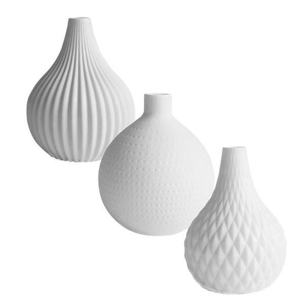 3pcs 1 set modern decoration vases flower holders (white)