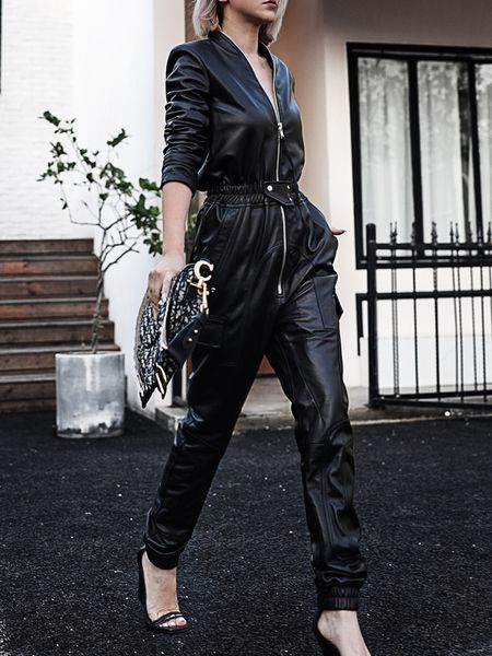 nerazzurri long black faux leather jumpsuit women long sleeve zipper plus size pu leather jumpsuits for women 2021 streetwear, Black;white
nerazzurri long black faux leather jumpsuit women long sleeve zipper plus size pu leather jumpsuits for women 2021 streetwear, Black;white