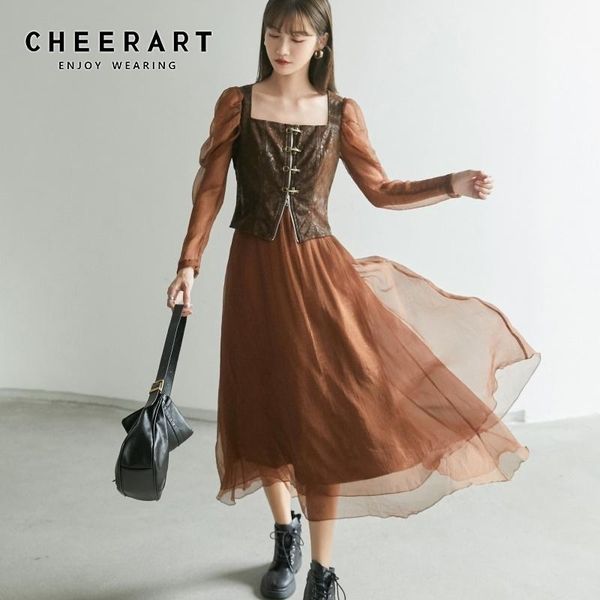 middle ages chiffon vintage long sleeve dress women brown square neck patchwork leather a line ladies 2021 casual dresses, Black;gray
middle ages chiffon vintage long sleeve dress women brown square neck patchwork leather a line ladies 2021 casual dresses, Black;gray