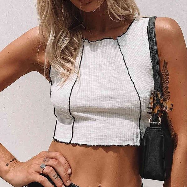 summer -selling contrast color stitching women's vest fashion o neck cropped slim casual tanks women clothes 210514, White
summer -selling contrast color stitching women's vest fashion o neck cropped slim casual tanks women clothes 210514, White
