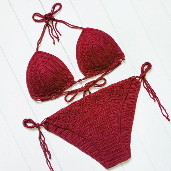 red crochet bikini set swimwear women halter knitted swimsuit ladies bathing suit brazilian biquini low waist bikinis women's, White;black
red crochet bikini set swimwear women halter knitted swimsuit ladies bathing suit brazilian biquini low waist bikinis women's, White;black