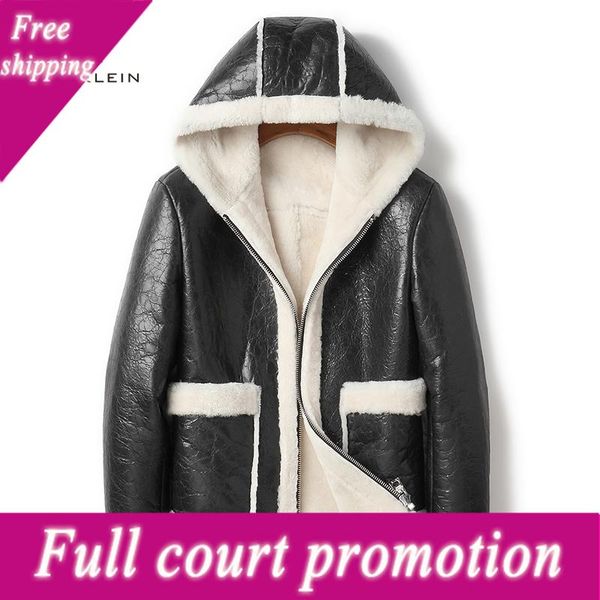 men's leather & faux men shearling sheepskin jackets with wool fur thick warm winter coat 2021 2813, Black
men's leather & faux men shearling sheepskin jackets with wool fur thick warm winter coat 2021 2813, Black
