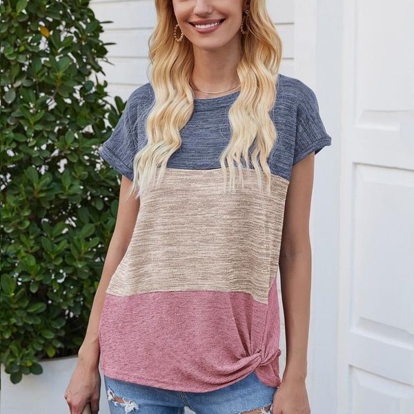 women's t-shirt stitching color tshirts manica corta magliette casual kink splicing loose o-neck short sleeve vetement femme, White
women's t-shirt stitching color tshirts manica corta magliette casual kink splicing loose o-neck short sleeve vetement femme, White