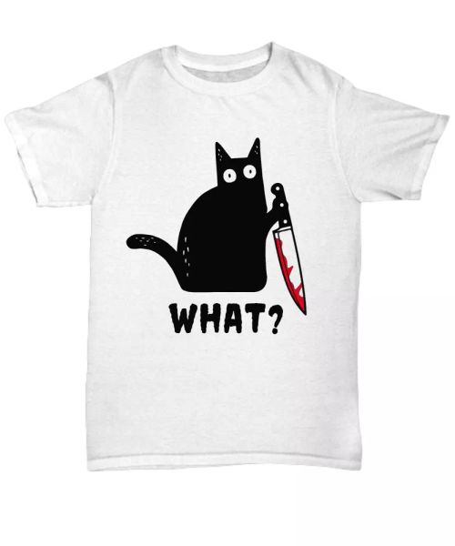 humorous black cat with knife murderous t-shirt funny for cat lovers tee gifts, White;black
humorous black cat with knife murderous t-shirt funny for cat lovers tee gifts, White;black