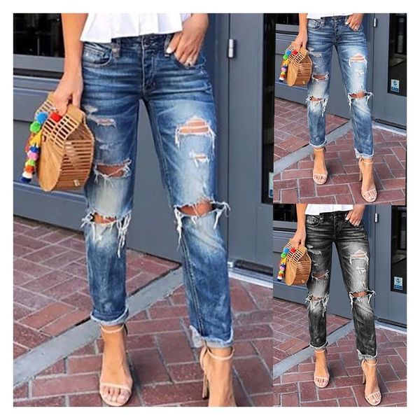 washed hole slimming women's jeans ripped straight leg trousers autumn streetwear fashion vintage high waist pants, Blue
washed hole slimming women's jeans ripped straight leg trousers autumn streetwear fashion vintage high waist pants, Blue