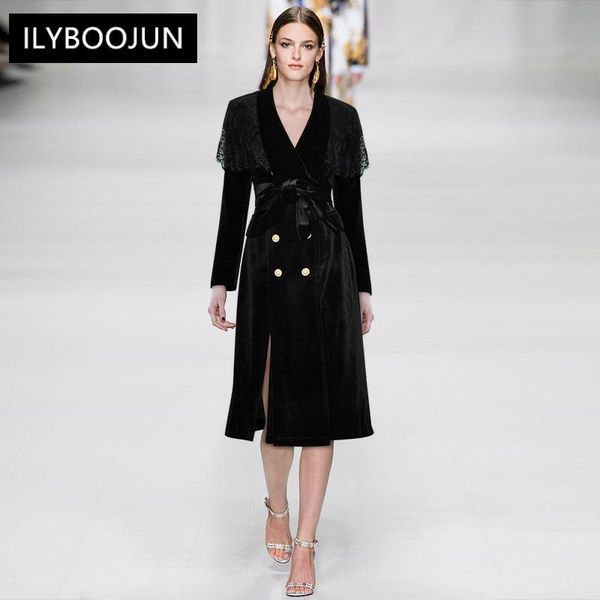 women's trench coats clothing fashion designer runway windbreaker lace cloak long sleeve double-breasted black velvet coat, Tan;black
women's trench coats clothing fashion designer runway windbreaker lace cloak long sleeve double-breasted black velvet coat, Tan;black
