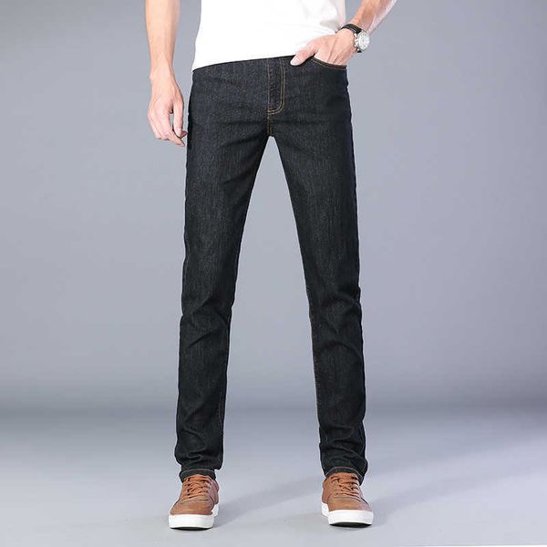 slim men's jeans summer thin casual loose straight pants men's long, Blue