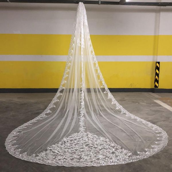 bridal veils real image 5m long wedding lace appliqued sequins one layers custom made luxury veil, Black
bridal veils real image 5m long wedding lace appliqued sequins one layers custom made luxury veil, Black
