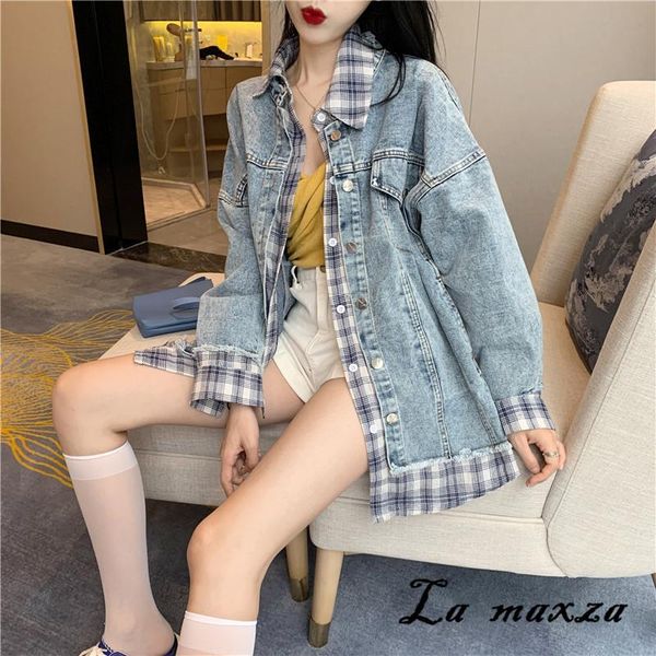 women's jackets 2021 plaid boyfriend loose denim vintage fashion jacket casual korean women coat plus size jean streetwear, Black;brown
women's jackets 2021 plaid boyfriend loose denim vintage fashion jacket casual korean women coat plus size jean streetwear, Black;brown