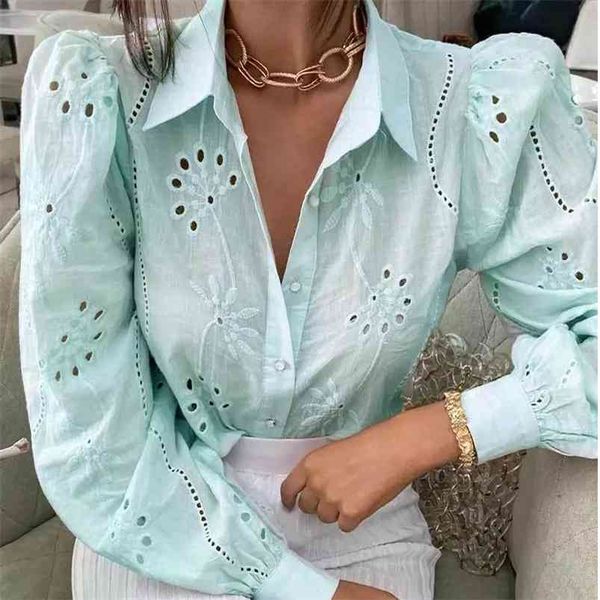 hollow out lace blouse shirt women casual button up green white ladies spring autumn cotton blusa 210427
hollow out lace blouse shirt women casual button up green white ladies spring autumn cotton blusa 210427