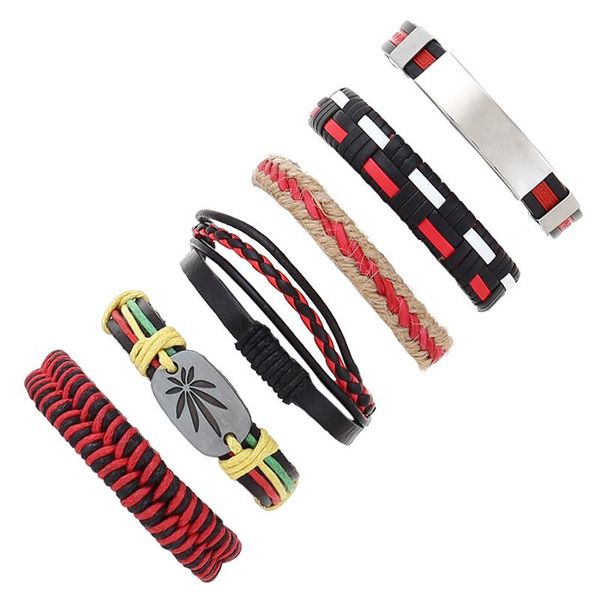 charm bracelets 6pcs/set hippie punk red black leather flat thick band tag cord macrame layers stackable bracelet set for man, Golden;silver
charm bracelets 6pcs/set hippie punk red black leather flat thick band tag cord macrame layers stackable bracelet set for man, Golden;silver