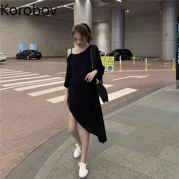 korobov summer streetwear long sleeve women dress korean casual female shirts vintage solid elegant vestidos 210430, Black;gray
korobov summer streetwear long sleeve women dress korean casual female shirts vintage solid elegant vestidos 210430, Black;gray