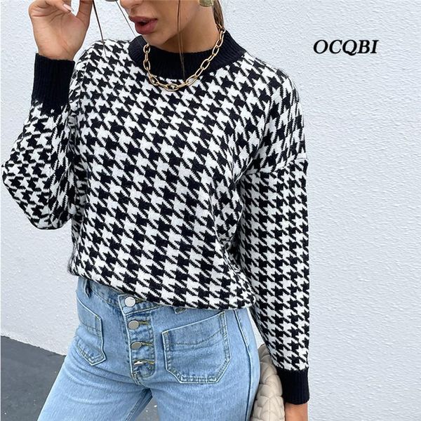 women's sweaters cropped womens winter black plaid fashion sweater for women 2021 casual pullovers, White;black
women's sweaters cropped womens winter black plaid fashion sweater for women 2021 casual pullovers, White;black