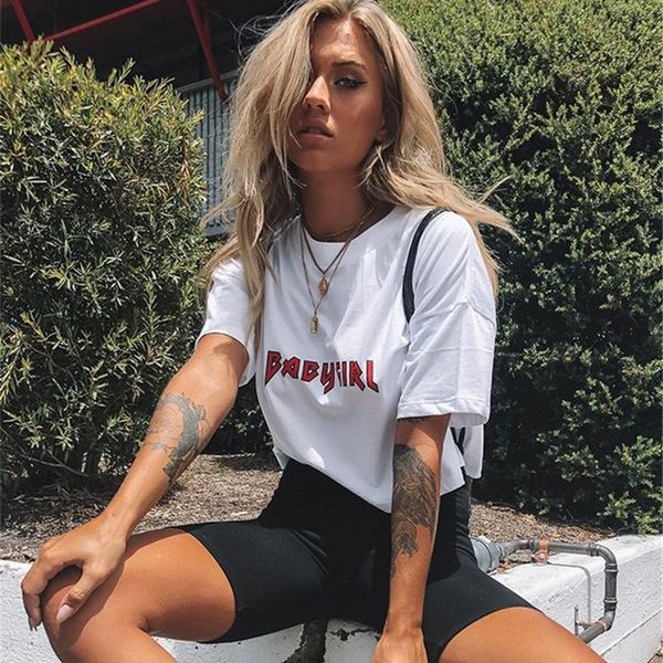 women's t-shirt 2021 european and american summer style letter printing all-match, White
women's t-shirt 2021 european and american summer style letter printing all-match, White