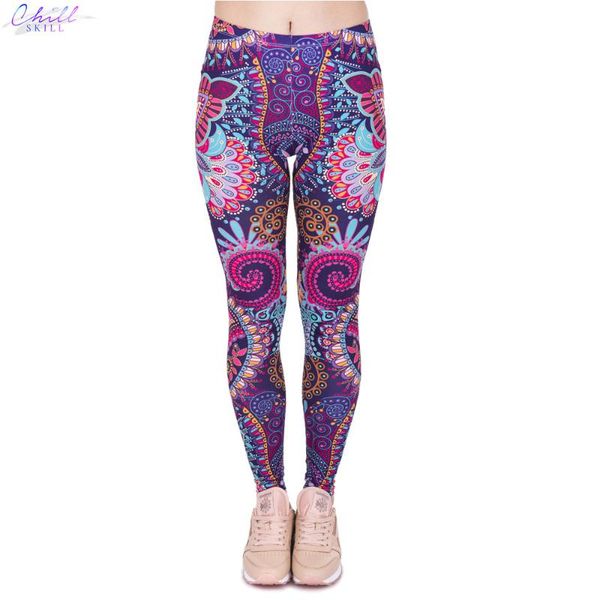 women's leggings chill skill fashion retro women legins mandala flowers pink printing legging woman cozy high waist, Black 
women's leggings chill skill fashion retro women legins mandala flowers pink printing legging woman cozy high waist, Black