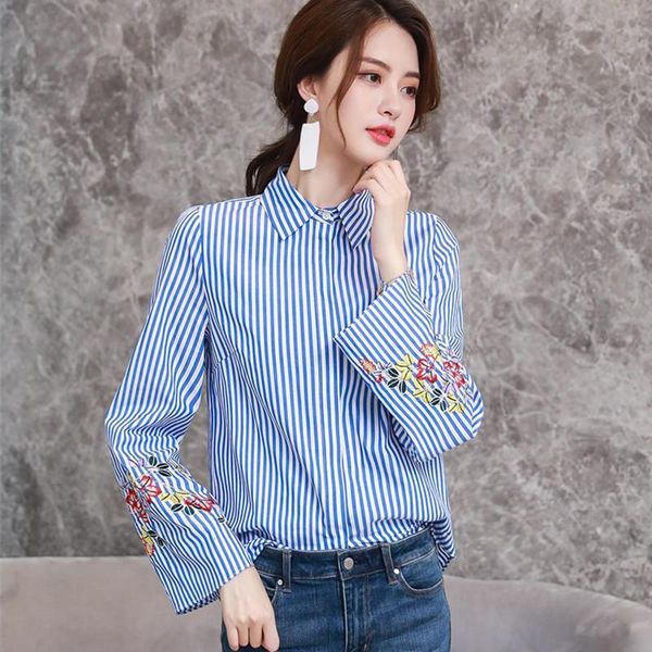 women's blouses & shirts ih embroidered blue stripe and 2021 fashion women sweet shirt long sleeve ladie casual blusas, White
women's blouses & shirts ih embroidered blue stripe and 2021 fashion women sweet shirt long sleeve ladie casual blusas, White
