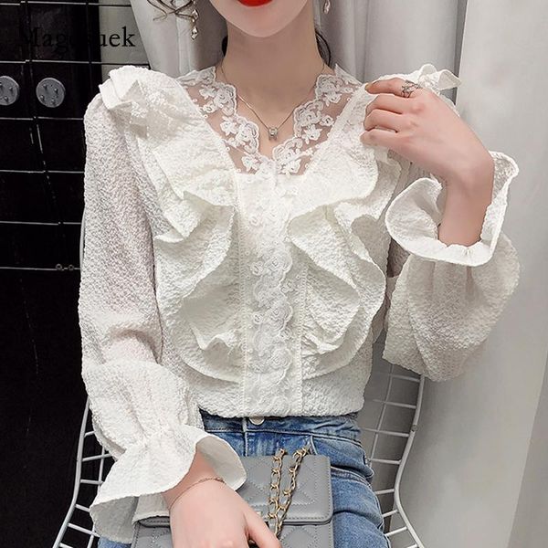women's blouses & shirts fashion v-neck lace shirt spring ruffled splicing vintage slim white blouse women solid sweet flare sleeve fem
women's blouses & shirts fashion v-neck lace shirt spring ruffled splicing vintage slim white blouse women solid sweet flare sleeve fem