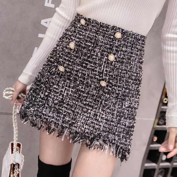 skirts korean fashion fringed tweed skirt buttons classic elegant office lady high waist a-line mini jupe femme womens, Black
skirts korean fashion fringed tweed skirt buttons classic elegant office lady high waist a-line mini jupe femme womens, Black
