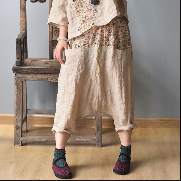 women vintage womens pants harem elastic waist trouser summer pockets patchwork color loose linen female, Black;white
women vintage womens pants harem elastic waist trouser summer pockets patchwork color loose linen female, Black;white