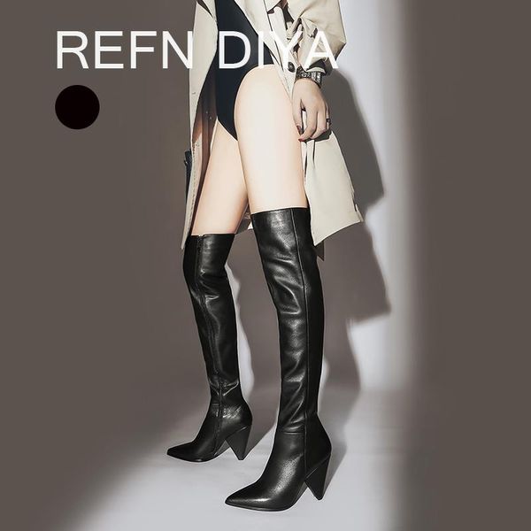 boots cow leather women's high heel over the knee model catwalk style pointed toe shoes tapered fashion, Black
boots cow leather women's high heel over the knee model catwalk style pointed toe shoes tapered fashion, Black