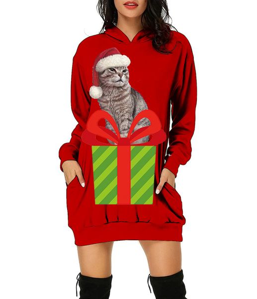 2021 fall winter christmas printed long sleeve loose sweater women's sweatshirt dress, Black
2021 fall winter christmas printed long sleeve loose sweater women's sweatshirt dress, Black