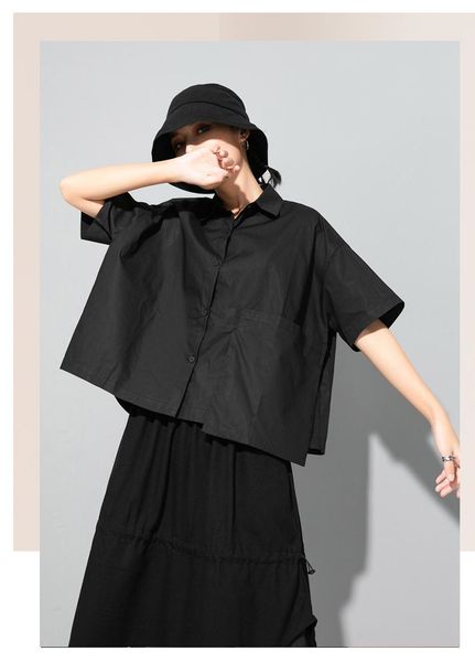 women's blouses & shirts summer thin shirt street designer 3d cut irregular short sleeve fashion brand solid color top, White
women's blouses & shirts summer thin shirt street designer 3d cut irregular short sleeve fashion brand solid color top, White