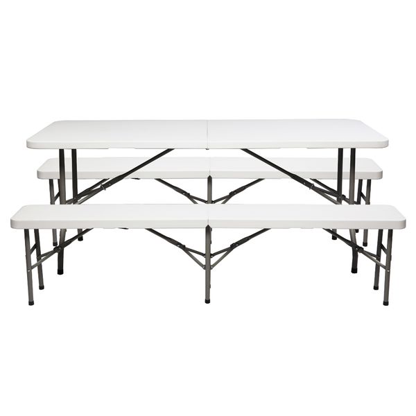 simple plastic three piece set long folding table outdoor picnic portable stool beach garden courtyard camping white
simple plastic three piece set long folding table outdoor picnic portable stool beach garden courtyard camping white