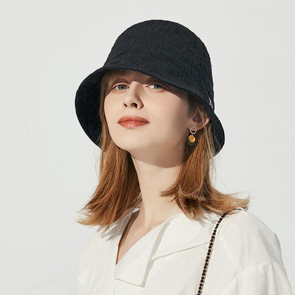 wide brim hats 2021 spring embroidery letter d bucket hat fashion women men cotton cap sun male female outdoor protection, Blue;gray